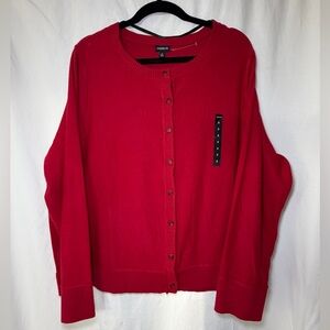 torrid Red Crewneck Button-Up Cardigan NWT Office Casual